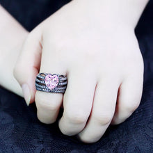 TK3686 - IP Black(Ion Plating) Stainless Steel Ring with Top Grade Crystal  in Light Rose