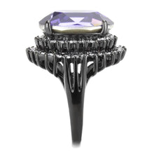 TK3687 - IP Black(Ion Plating) Stainless Steel Ring with Top Grade Crystal  in Tanzanite