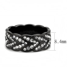 TK3691 - IP Black(Ion Plating) Stainless Steel Ring with Top Grade Crystal  in Clear