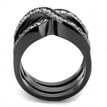 TK3694 - IP Black(Ion Plating) Stainless Steel Ring with AAA Grade CZ  in Clear