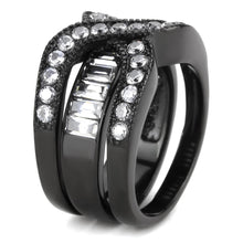 TK3694 - IP Black(Ion Plating) Stainless Steel Ring with AAA Grade CZ  in Clear