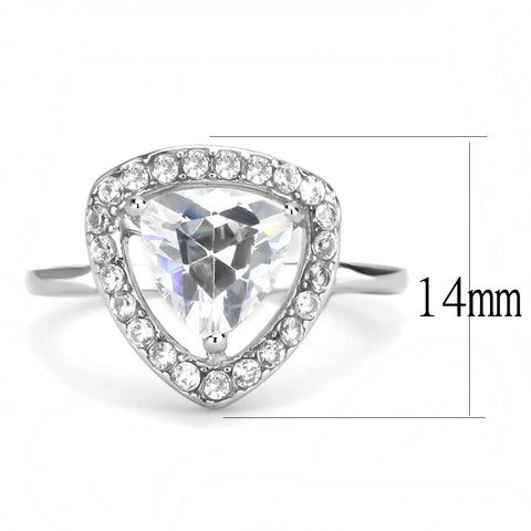 TK3699 - High polished (no plating) Stainless Steel Ring with AAA Grade CZ  in Clear