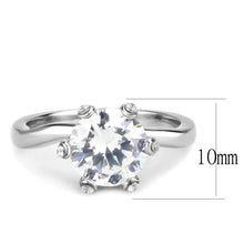 TK3700 - High polished (no plating) Stainless Steel Ring with AAA Grade CZ  in Clear