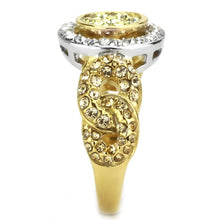 TK3704 - Two-Tone IP Gold (Ion Plating) Stainless Steel Ring with Top Grade Crystal  in Multi Color