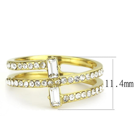 TK3707 - IP Gold(Ion Plating) Stainless Steel Ring with Top Grade Crystal  in Clear