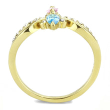 TK3712 - IP Gold(Ion Plating) Stainless Steel Ring with AAA Grade CZ  in Multi Color