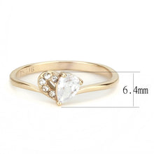 TK3713 - IP Rose Gold(Ion Plating) Stainless Steel Ring with AAA Grade CZ  in Clear