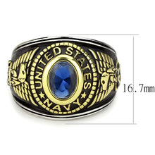 TK3726 - Two-Tone IP Gold (Ion Plating) Stainless Steel Ring with Synthetic Synthetic Glass in Montana