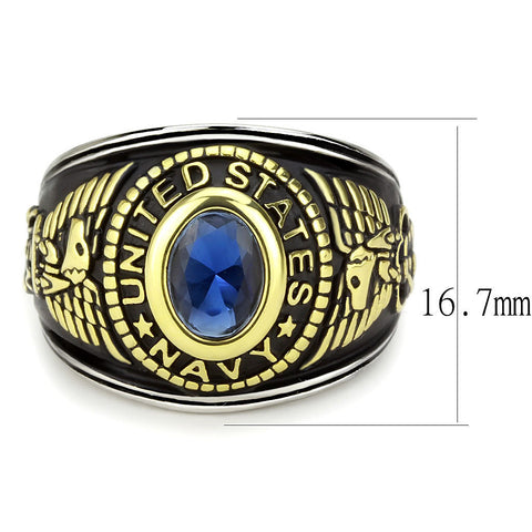 TK3726 - Two-Tone IP Gold (Ion Plating) Stainless Steel Ring with Synthetic Synthetic Glass in Montana