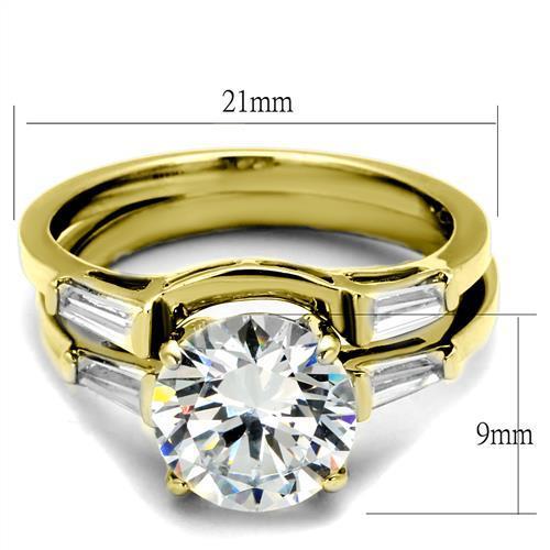 TK44701 - IP Gold(Ion Plating) Stainless Steel Ring with AAA Grade CZ  in Clear