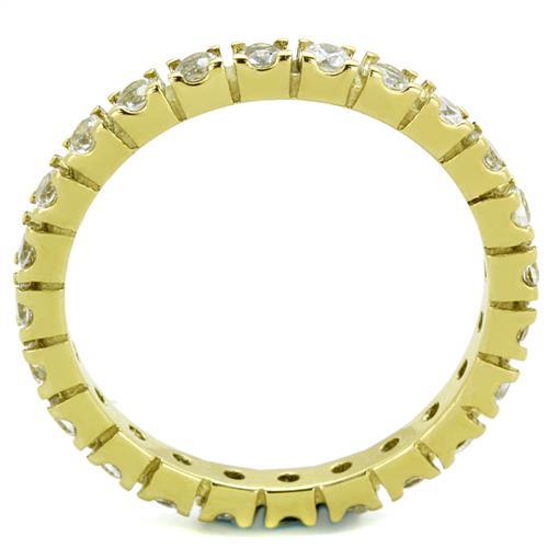 TK45202G - IP Gold(Ion Plating) Stainless Steel Ring with AAA Grade CZ  in Clear