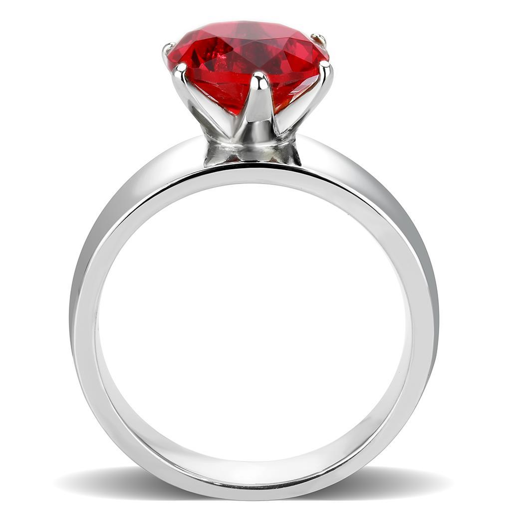 TK52007 - High polished (no plating) Stainless Steel Ring with Synthetic Glass in Siam