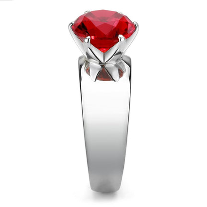 TK52007 - High polished (no plating) Stainless Steel Ring with Synthetic Glass in Siam
