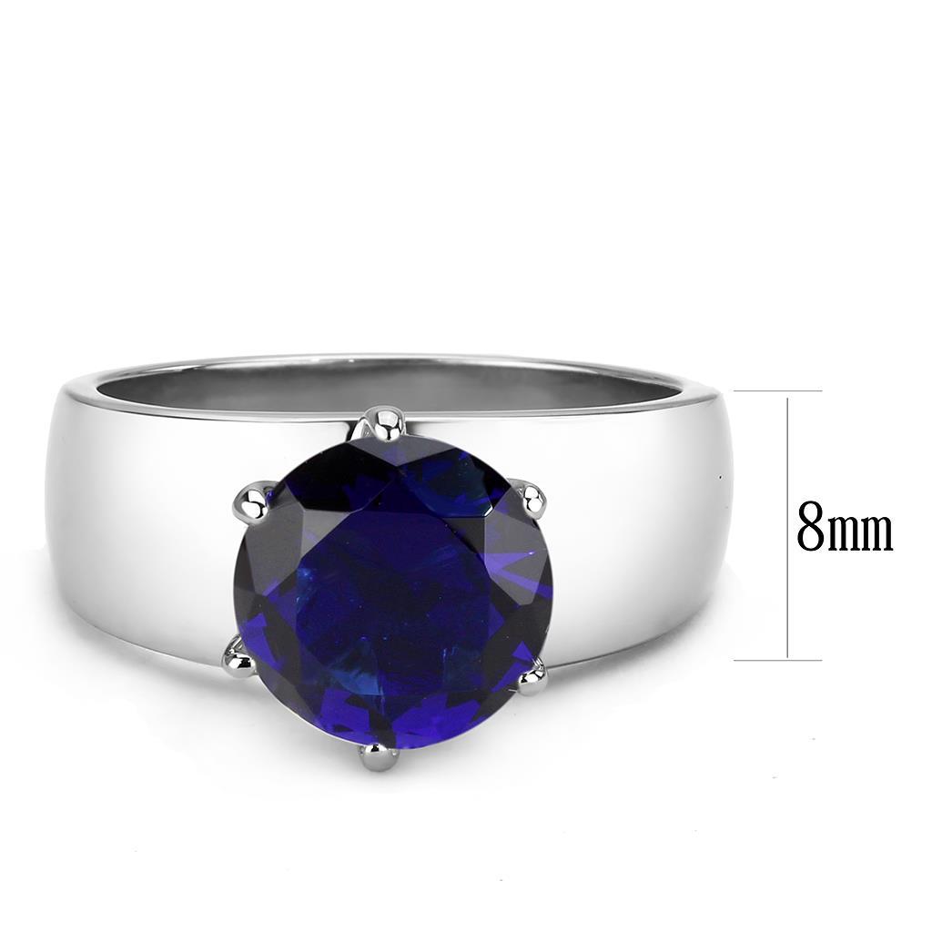 TK52009 - High polished (no plating) Stainless Steel Ring with Synthetic Glass in Montana