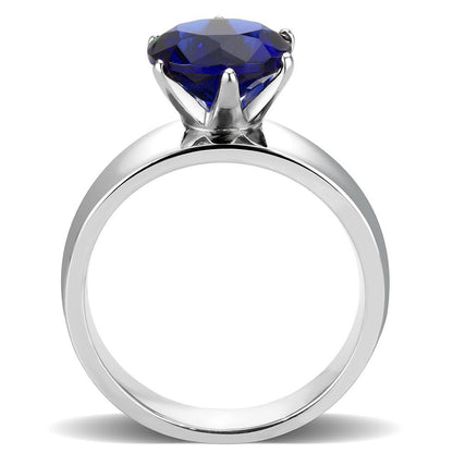 TK52009 - High polished (no plating) Stainless Steel Ring with Synthetic Glass in Montana