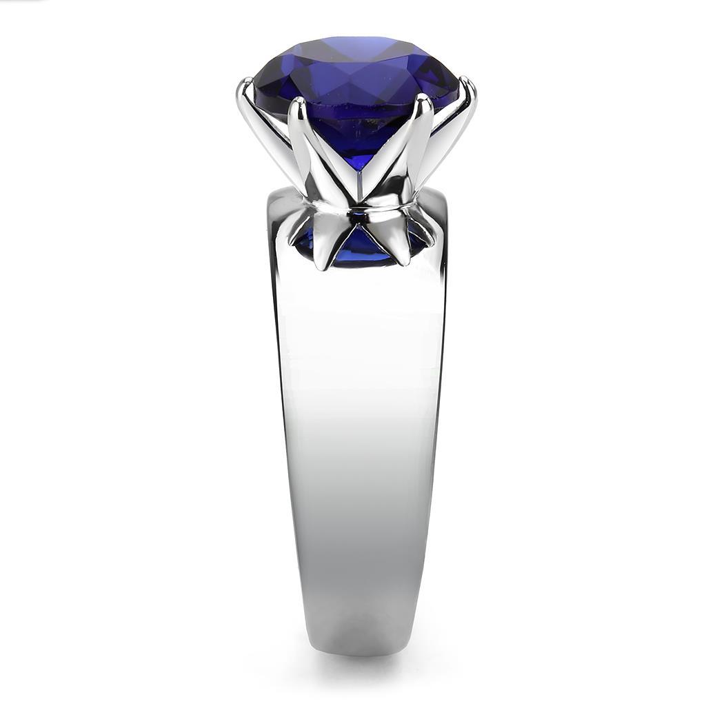 TK52009 - High polished (no plating) Stainless Steel Ring with Synthetic Glass in Montana