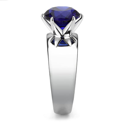 TK52009 - High polished (no plating) Stainless Steel Ring with Synthetic Glass in Montana