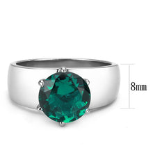 TK52012 - High polished (no plating) Stainless Steel Ring with Synthetic Glass in Blue Zircon