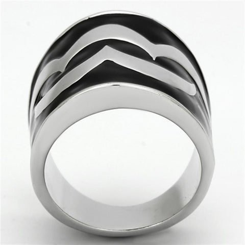 TK926 - High polished (no plating) Stainless Steel Ring with Epoxy  in Jet