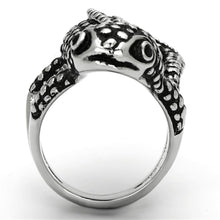 TK933 - High polished (no plating) Stainless Steel Ring with Top Grade Crystal  in Jet