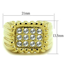 TK940G - IP Gold(Ion Plating) Stainless Steel Ring with Top Grade Crystal  in Clear