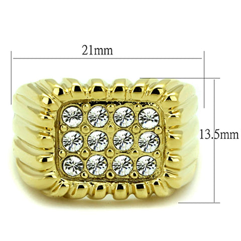 TK940G - IP Gold(Ion Plating) Stainless Steel Ring with Top Grade Crystal  in Clear