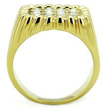 TK940G - IP Gold(Ion Plating) Stainless Steel Ring with Top Grade Crystal  in Clear