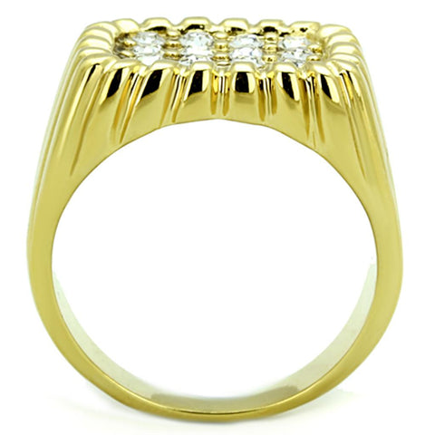 TK940G - IP Gold(Ion Plating) Stainless Steel Ring with Top Grade Crystal  in Clear