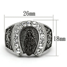 TK942 - High polished (no plating) Stainless Steel Ring with Top Grade Crystal  in Clear