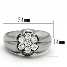 TK944 - High polished (no plating) Stainless Steel Ring with AAA Grade CZ  in Clear