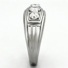 TK946 - High polished (no plating) Stainless Steel Ring with AAA Grade CZ  in Clear