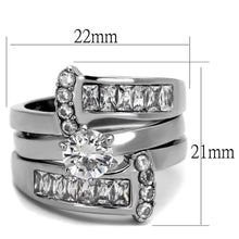 TK976 - High polished (no plating) Stainless Steel Ring with AAA Grade CZ  in Clear