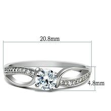 TS044 - Rhodium 925 Sterling Silver Ring with AAA Grade CZ  in Clear