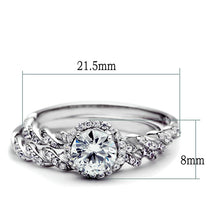 TS046 - Rhodium 925 Sterling Silver Ring with AAA Grade CZ  in Clear