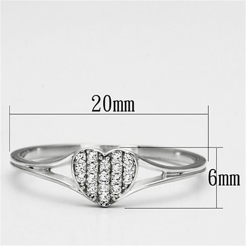 TS073 - Rhodium 925 Sterling Silver Ring with AAA Grade CZ  in Clear