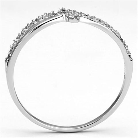 TS074 - Rhodium 925 Sterling Silver Ring with AAA Grade CZ  in Clear