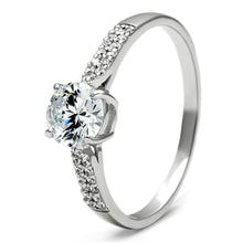 TS080 - Rhodium 925 Sterling Silver Ring with AAA Grade CZ  in Clear