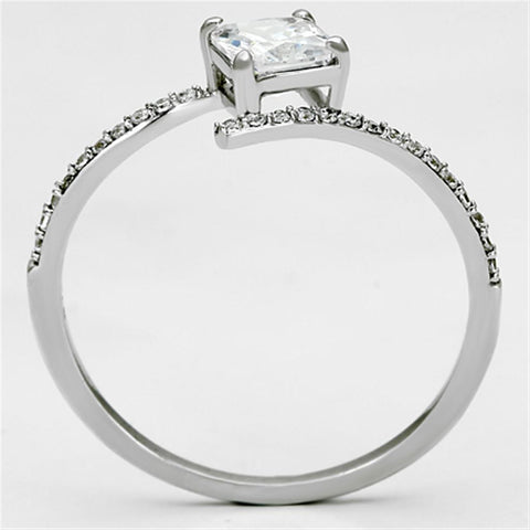 TS083 - Rhodium 925 Sterling Silver Ring with AAA Grade CZ  in Clear