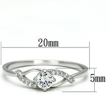 TS085 - Rhodium 925 Sterling Silver Ring with AAA Grade CZ  in Clear