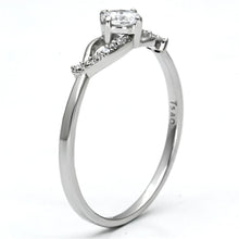 TS085 - Rhodium 925 Sterling Silver Ring with AAA Grade CZ  in Clear