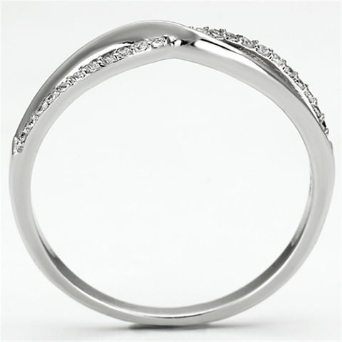 TS087 - Rhodium 925 Sterling Silver Ring with AAA Grade CZ  in Clear