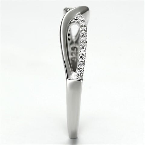 TS087 - Rhodium 925 Sterling Silver Ring with AAA Grade CZ  in Clear