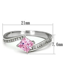 TS100 - Rhodium 925 Sterling Silver Ring with AAA Grade CZ  in Rose