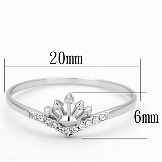 TS120 - Rhodium 925 Sterling Silver Ring with AAA Grade CZ  in Clear