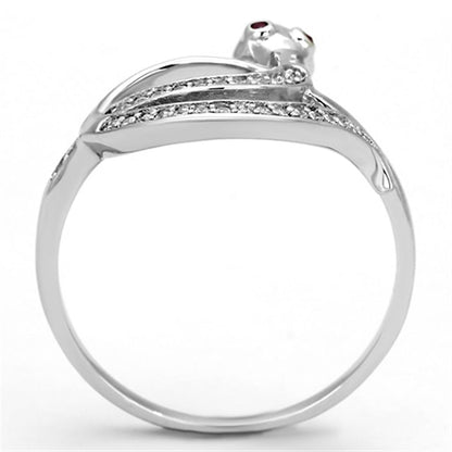 TS123 - Rhodium 925 Sterling Silver Ring with AAA Grade CZ  in Ruby