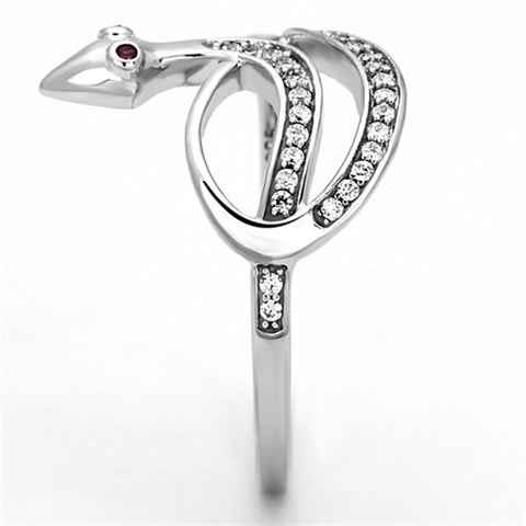 TS123 - Rhodium 925 Sterling Silver Ring with AAA Grade CZ  in Ruby