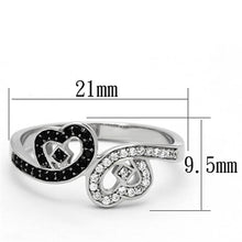 TS125 - Rhodium 925 Sterling Silver Ring with AAA Grade CZ  in Black Diamond