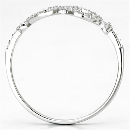 TS129 - Rhodium 925 Sterling Silver Ring with AAA Grade CZ  in Clear