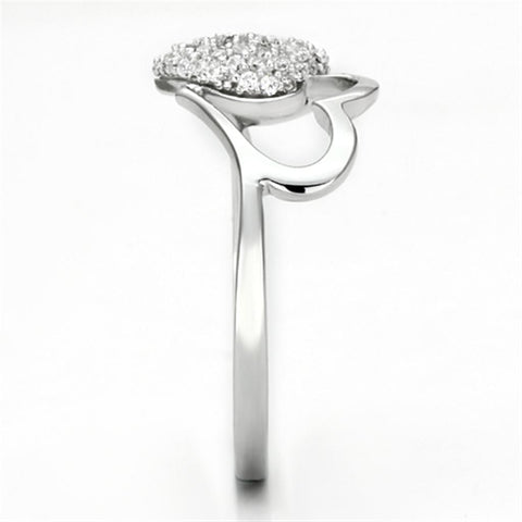 TS130 - Rhodium 925 Sterling Silver Ring with AAA Grade CZ  in Clear