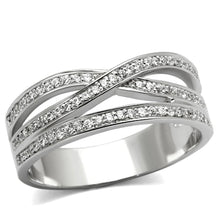 TS131 - Rhodium 925 Sterling Silver Ring with AAA Grade CZ  in Clear